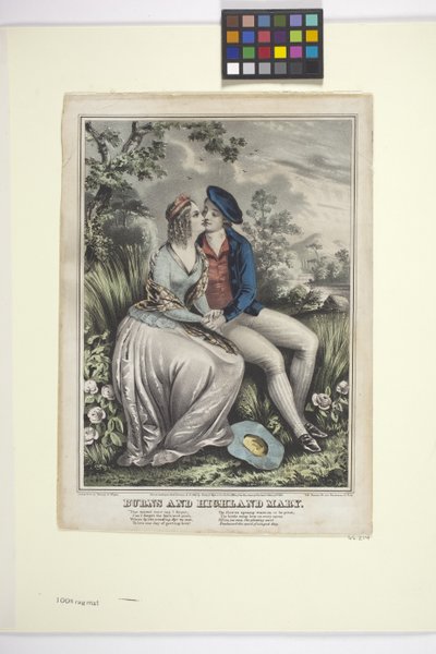 Burns And Highland Mary (håndfarget litografi) av American School