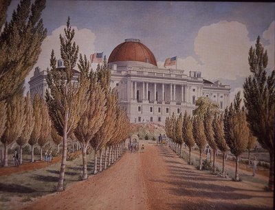 Capitol building, Washington DC, USA, ca. 1845 (farge litho) av American School
