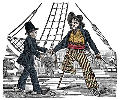 Kaptein Mackra og piraten har treben Gravering fra "The Pirates Own Book"" 1800-tallet av American School
