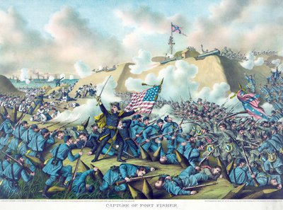 Erobringen av Fort Fisher, utgitt i 1890 (fargelitografi) av American School