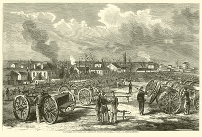 Erobret konføderert kanon foran general Thomass hovedkvarter, november 1863 av American School