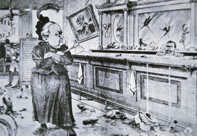 Carry Nation med øksen sin, ca. 1905 (litho) av American School