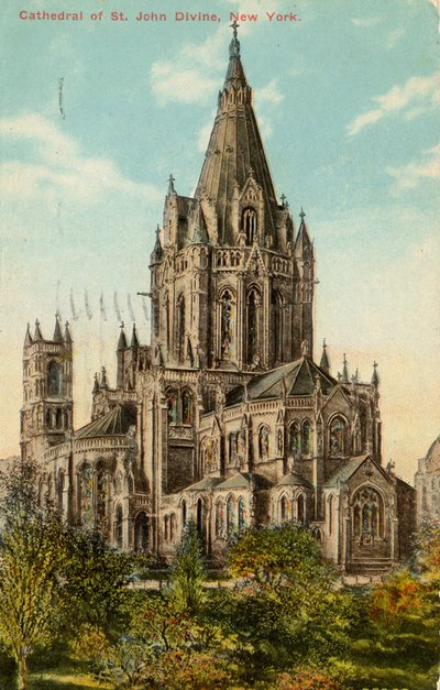 Cathedral of St. John the Divine, New York (farge litho) av American School