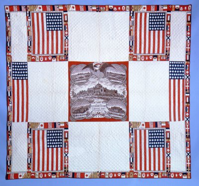 Centennial quilt, Massachusetts, 1876 (bomull) av American School