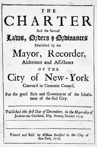 Charter of the City of New York, 1719 (trykk) av American School