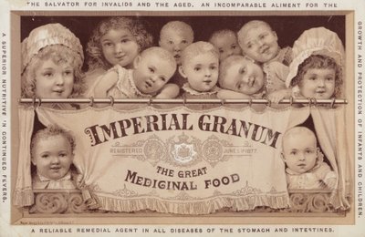 Barn og spedbarn som reklamerer for Imperial Granum av American School