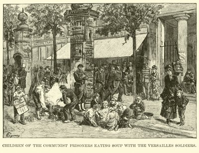 Barn av kommunistfangene spiser suppe med Versailles-soldatene av American School