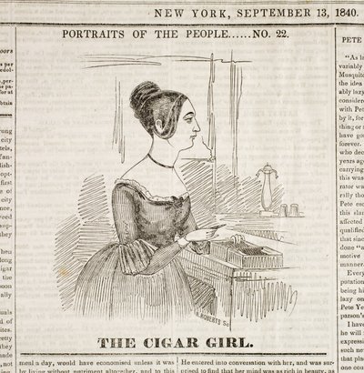 Cigar Girl, forsiden av "New York Sunday Atlas", 13. september 1840 av American School