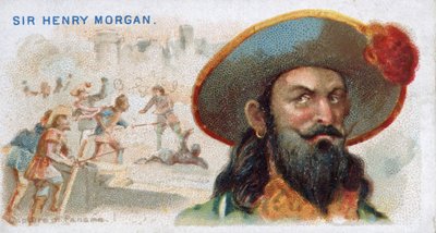 Sigarettkort Sir Henry Morgan, Capture of Panama , fra Pirates of the Spanish Main-serien (N19), pub. 1888 av American School