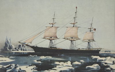 Clipper Ship, Red Jacket - In the Ice off Cape Horn, på hennes passasje fra Australia, til Liverpool, august 1854, pub. 1855, Currier & Ives av American School