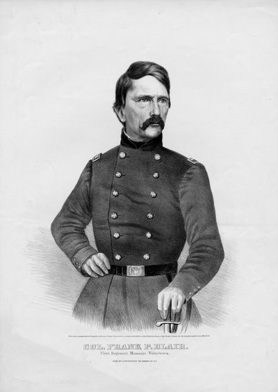 Oberst Frank P. Blair: First Regiment Missouri Volunteers, pub. av Currier & Ives, 1861 av American School