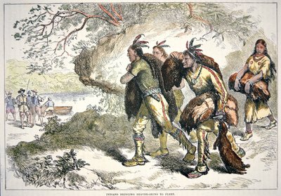 Colonial Pelshandlere (farget gravering) av American School