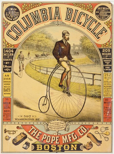 Columbia Bicycle Ad, ca. 1890-tallet (kromolitografi) av American School