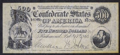 Konfødererte papirpenger (litho) av American School