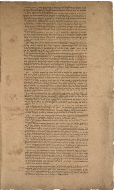 Grunnloven, første trykk, trykt av Dunlap & Claypoole, 17.–19. september 1787 (se også GLC 695933, GLC 695934 og GLC 695936) av American School