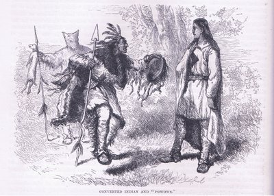 Konverterte indianere "Powows" 1695, illustrasjon fra Cassell