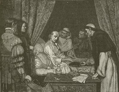 Death-Bed of Copernicus, fra maleriet av E Blair Leighton av American School