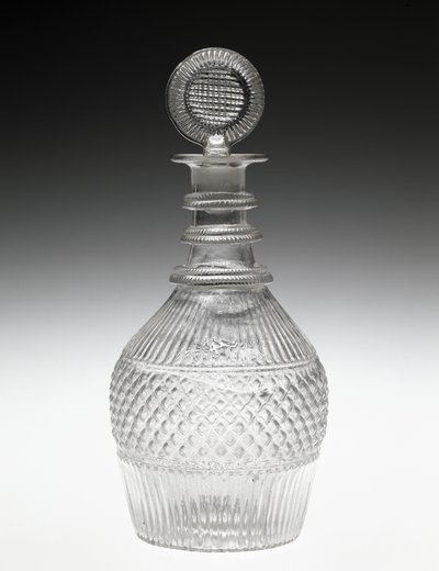 Karaffel og propp, ca. 1820-1840 (ikke-bly glass) av American School