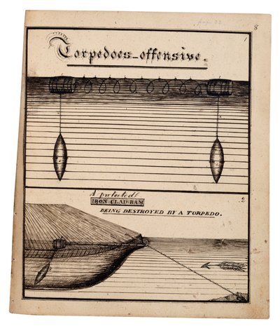 Diagram over en torpedooffensiv (penn og blekk på papir) av American School