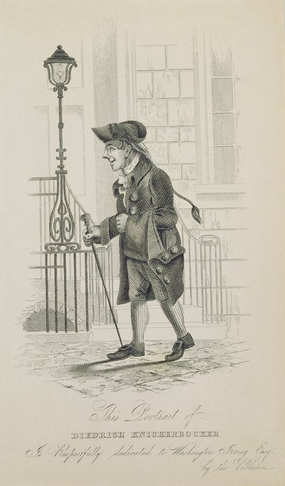 Diedrich Knickerbocker, dedikert til Washington Irving (1783-1859) av American School