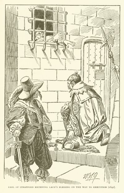 Jarl av Strafford mottok Lauds velsignelse på vei til henrettelse (1641) (gravering) av American School