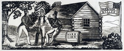 Emblem for Harrison & Tyler Presidential Campaign i 1840, pub. 1840 (tresnitt) av American School
