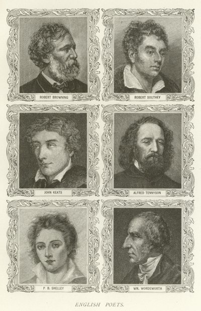 Engelske poeter, Robert Browning, Robert Southey, John Keats, Alfred Tennyson, P B Shelley, William Wordsworth av American School