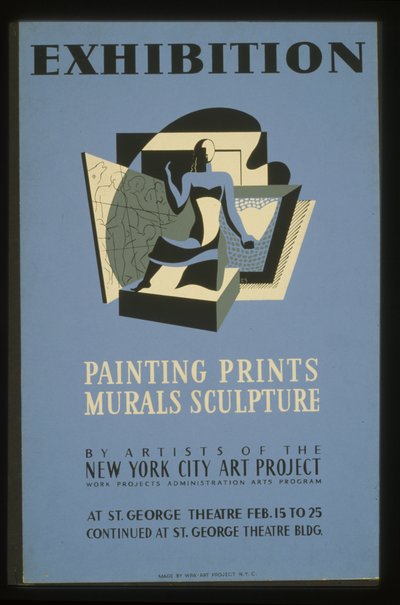 Utstillingsmaleri, trykk, veggmalerier, skulptur av kunstnere fra New York City Art Project av American School