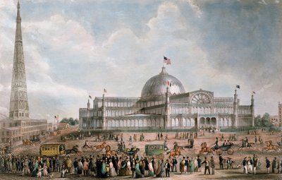 Utvendig utsikt over New York Crystal Palace, 1853 av American School