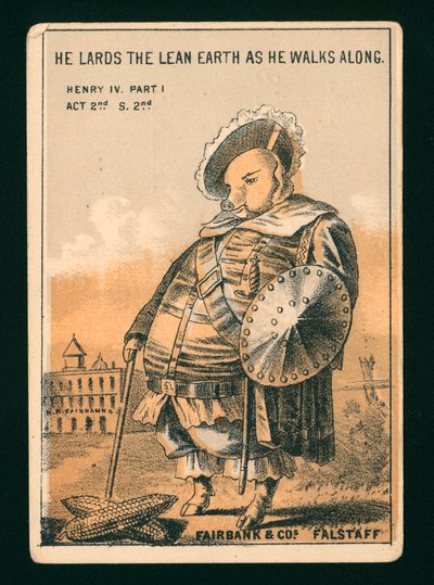 Falstaff, fra Shakespeares Henrik IV del 1 (fargelitografi) av American School