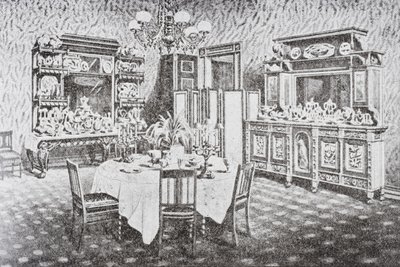 Familiespisestue i Det hvite hus på 1890-tallet, Washington D.C., USA av American School