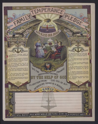 Familiens avholdsløfte (farget gravering) av American School