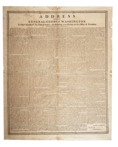 Avskjedstale til avdøde general George Washington, 17. september 1796 av American School