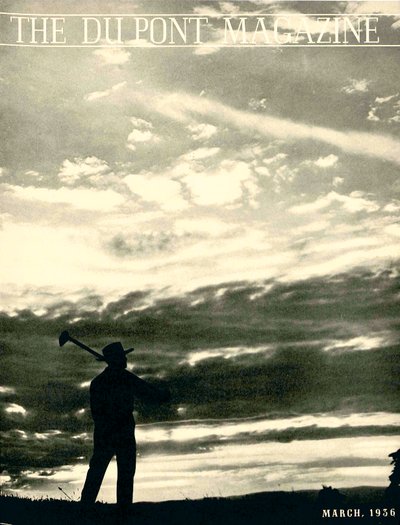 Farmer in field, forside av DuPont Magazine, mars 1936 av American School