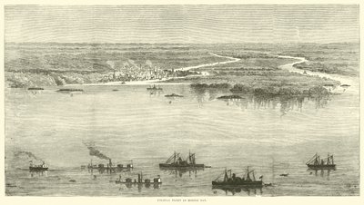 Føderal flåte i Mobile Bay, august 1864 av American School
