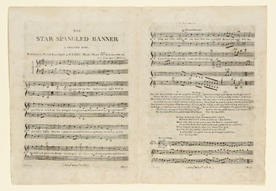 Første utgave av notene til "The Star Spangled Banner. A Pariotic av American School