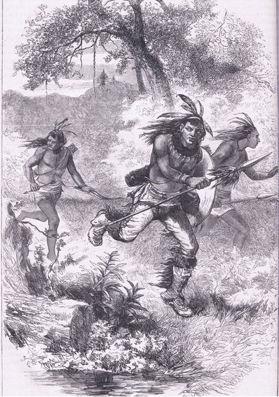 Flight of the Indians etter massakren, illustrasjon fra Cassell