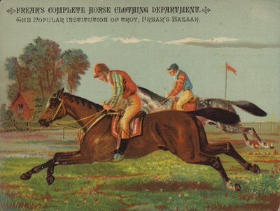 Galloping Horses with Jockeys  av American School