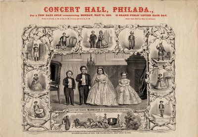 Gen. Tom Thumb og kone, Com. Nutt og frøken Minnie Warren, pub. av Currier & Ives, 1863 av American School