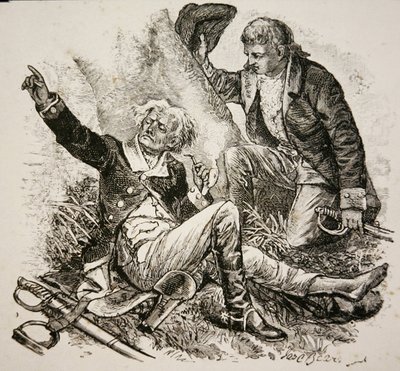 General Herkimer, såret og dirigerte kamp i slaget ved Oriskany av American School