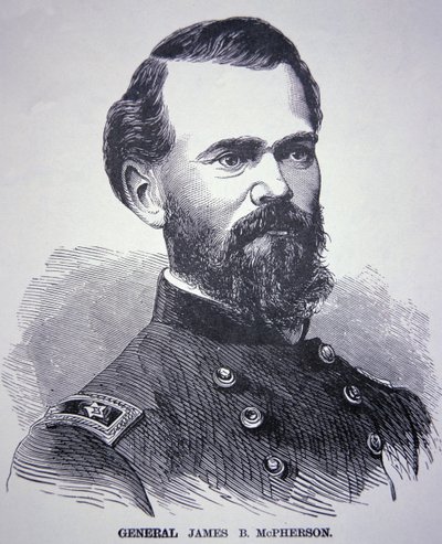 General James Birdseye McPherson (1828-64) (gravering) av American School
