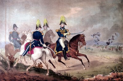 General William Henry Harrison (1773-1841) og staben ved slaget ved Themsen i 1813 av American School