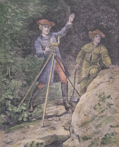 George Washington som landmåler i Virginia, 21 år gammel (farge litho) av American School