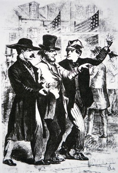 Å drikke en velger full for å påvirke hans stemme ved valget i 1864 (gravering) av American School