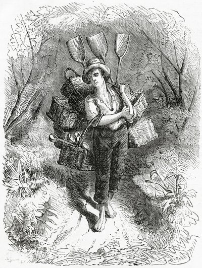 Going to the Store, illustrasjon for en spillehistorie, A Community of Outcasts, fra Appletons Journal, 23. mars 1872 av American School
