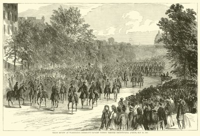 Stor gjennomgang i Washington, Sheridans kavaleri som passerte Pennsylvania Avenue, 23. mai 1865, mai 1865 av American School