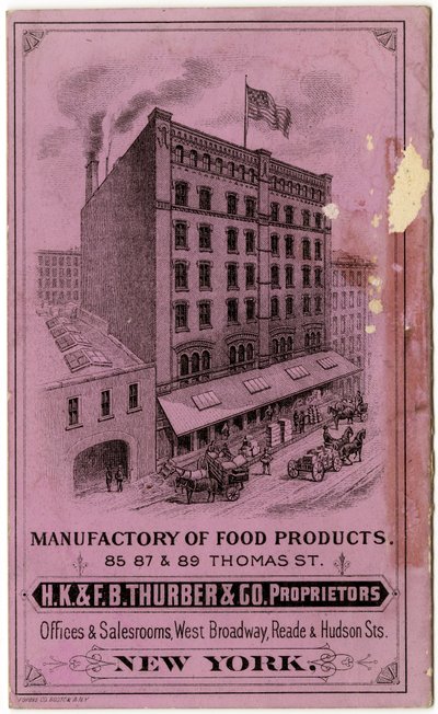 H.K. & F.B. Thurber & Co. handelshefte, verso (gravert hefte) av American School