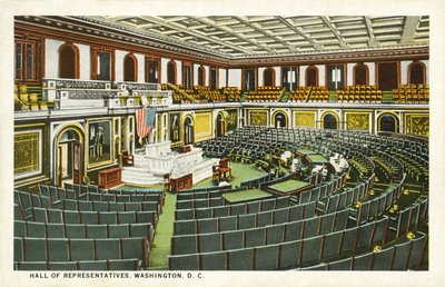 Hall Of Representatives, Washington DC, USA (farge litho) av American School