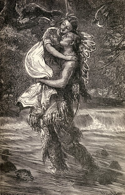 Hiawatha og Minnehaha, illustrasjon fra diktet 