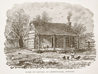 Hjemmet til Lincoln i Gentryville, Indiana, fra en bokpub. 1896 av American School